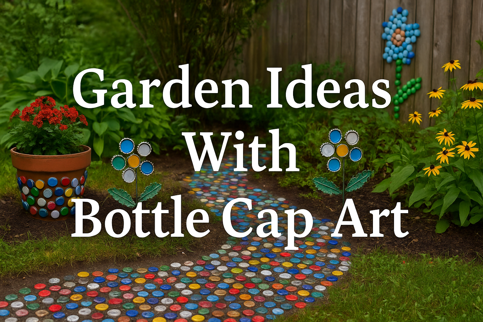 You are currently viewing 12 Brilliant Garden Ideas With Bottle Cap Art That Transform Your Garden Look Instantly